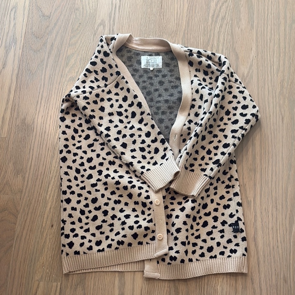 Huxbaby Tan and Black Leopard Print Cardigan